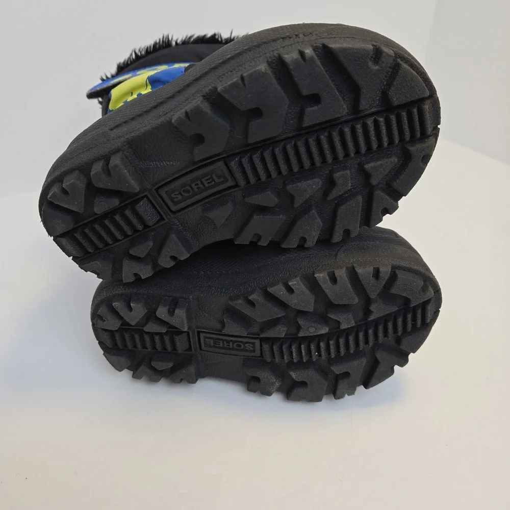 Sorel‎ Toddler Snow Commander Boots Boys Size 7 Blue And Black Faux Fur Lined
